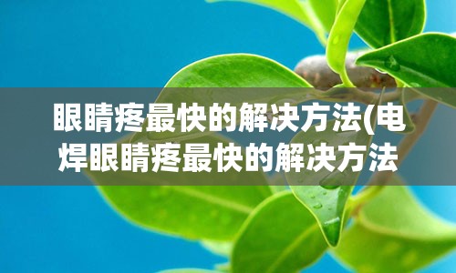 眼睛疼最快的解决方法(电焊眼睛疼最快的解决方法)