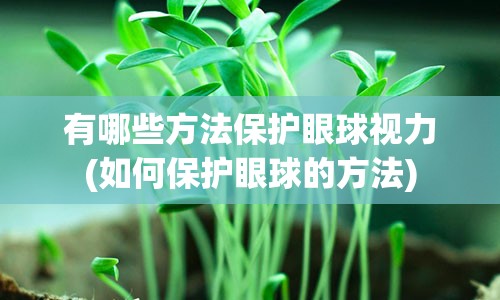 有哪些方法保护眼球视力(如何保护眼球的方法)