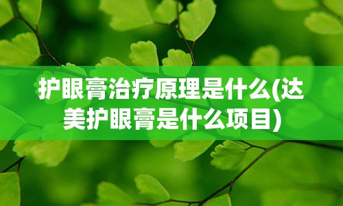 护眼膏治疗原理是什么(达美护眼膏是什么项目)