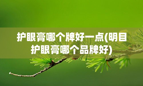 护眼膏哪个牌好一点(明目护眼膏哪个品牌好)