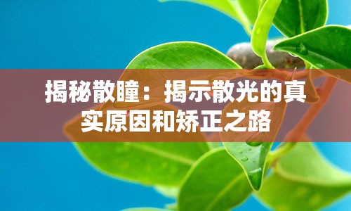 揭秘散瞳：揭示散光的真实原因和矫正之路