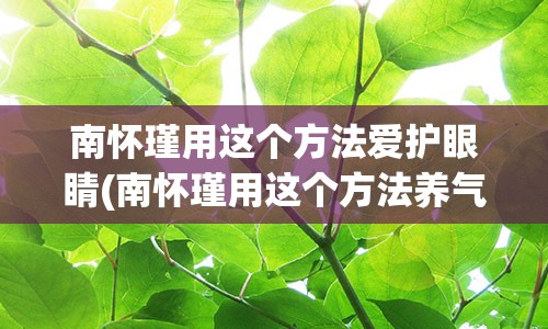 南怀瑾用这个方法爱护眼睛(南怀瑾用这个方法养气)