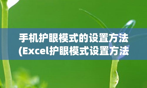 手机护眼模式的设置方法(Excel护眼模式设置方法)