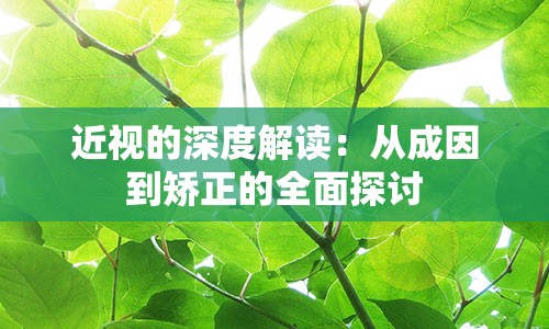 近视的深度解读：从成因到矫正的全面探讨