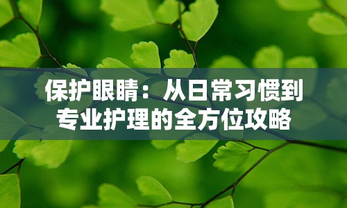 保护眼睛：从日常习惯到专业护理的全方位攻略