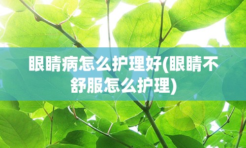 眼睛病怎么护理好(眼睛不舒服怎么护理)