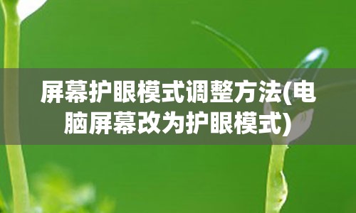 屏幕护眼模式调整方法(电脑屏幕改为护眼模式)