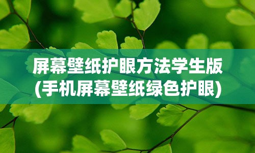 屏幕壁纸护眼方法学生版(手机屏幕壁纸绿色护眼)