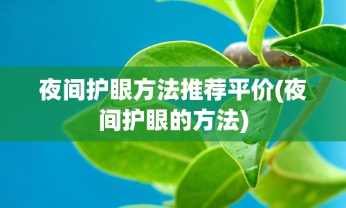 夜间护眼方法推荐平价(夜间护眼的方法)