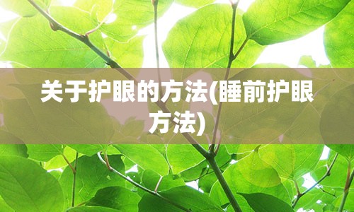 关于护眼的方法(睡前护眼方法)