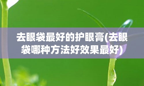 去眼袋最好的护眼膏(去眼袋哪种方法好效果最好)