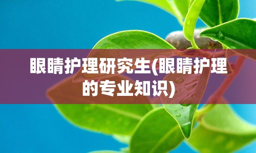 眼睛护理研究生(眼睛护理的专业知识)