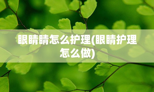 眼睛睛怎么护理(眼睛护理怎么做)