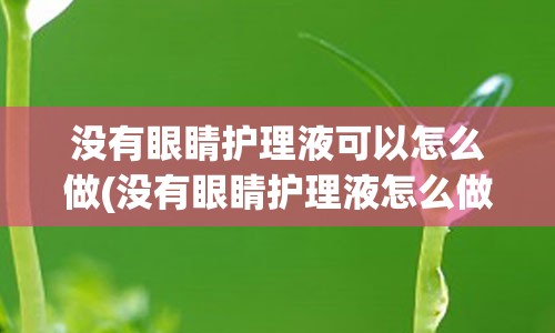 没有眼睛护理液可以怎么做(没有眼睛护理液怎么做泥)