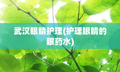 武汉眼睛护理(护理眼睛的眼药水)