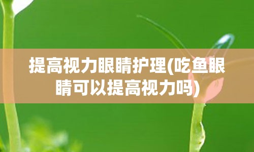 提高视力眼睛护理(吃鱼眼睛可以提高视力吗)