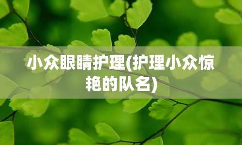 小众眼睛护理(护理小众惊艳的队名)