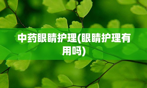 中药眼睛护理(眼睛护理有用吗)