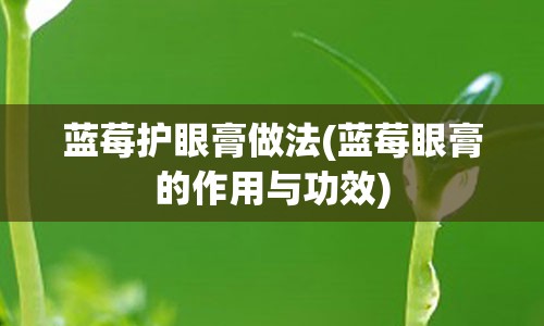 蓝莓护眼膏做法(蓝莓眼膏的作用与功效)