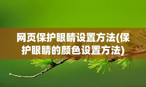 网页保护眼睛设置方法(保护眼睛的颜色设置方法)