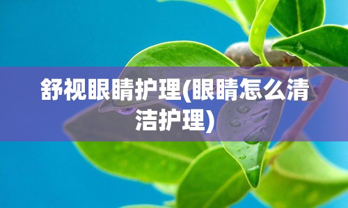 舒视眼睛护理(眼睛怎么清洁护理)