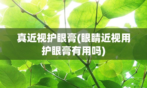 真近视护眼膏(眼睛近视用护眼膏有用吗)