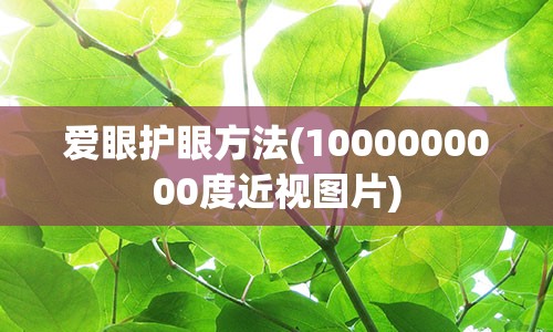 爱眼护眼方法(1000000000度近视图片)