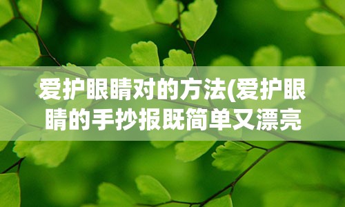 爱护眼睛对的方法(爱护眼睛的手抄报既简单又漂亮)